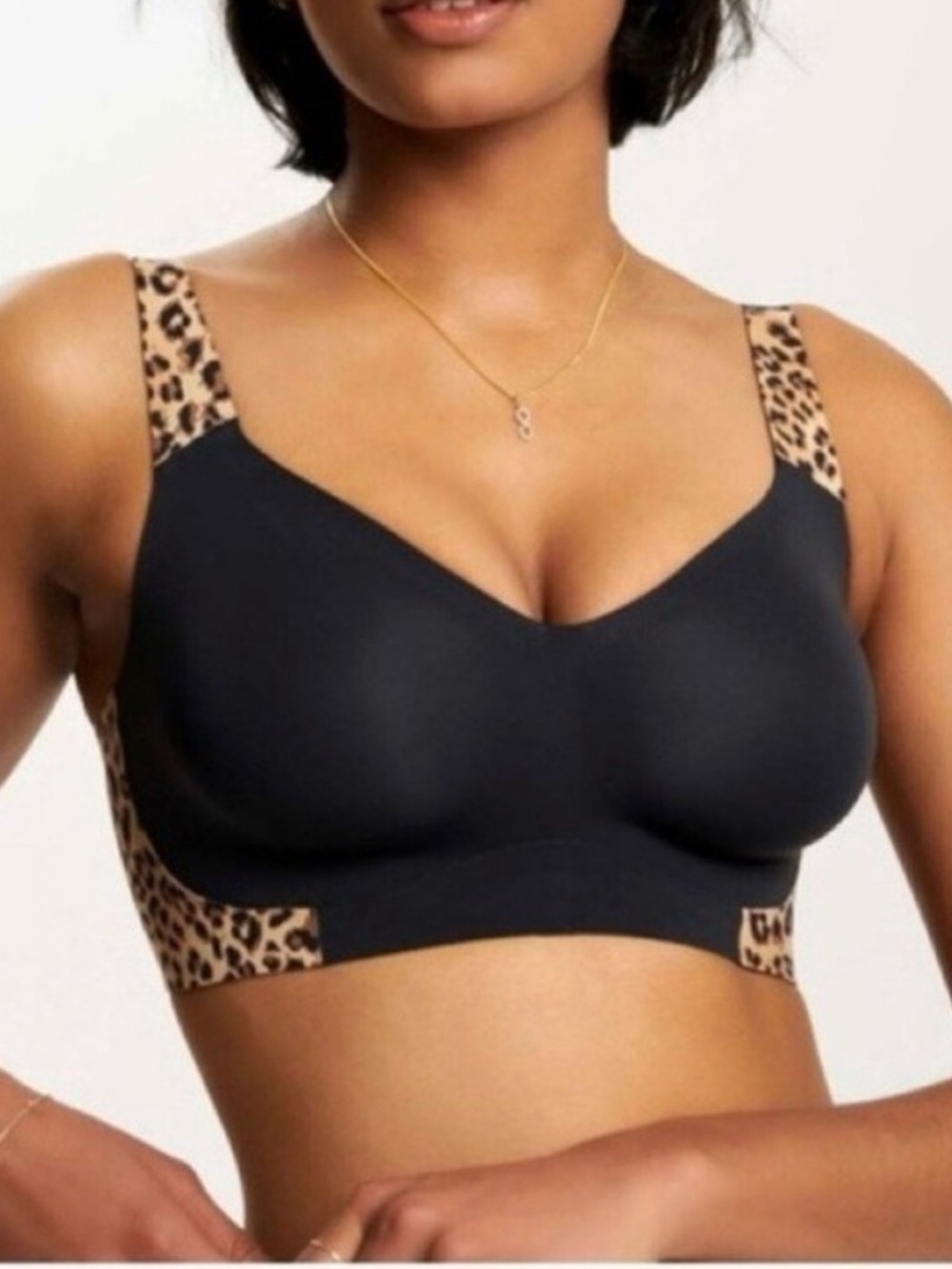 Evelyn & Bobbie The Beyond Bra Cheetah Print Black No Padding Large